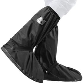 Black Waterproof Rain Boot; Shoe Cover With Reflector; High Top Clear Shoes Dust Covers For Motorcycle Bike (Color: Black, size: M)