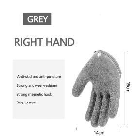 Fishing Gloves Anti-Slip Protect Hand from Puncture Scrapes Fisherman Professional Catch Fish Latex Hunting Gloves Left/Right (Ships From: CN, Color: Right Grey)