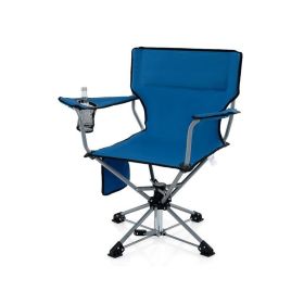 360¬∞ Swivel Portable Foldable Hunting Chair with Storage Pockets (Color: Blue, Type: Camping Chairs)